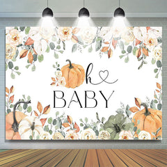 Lofaris Spring Floral Leaves Pumpkins Baby Shower Backdrop