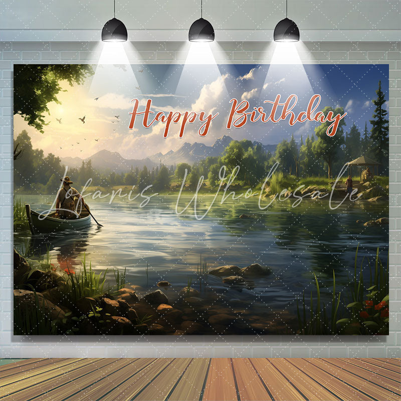 Lofaris Spring Forest Boating Lake Happy Birthday Backdrop