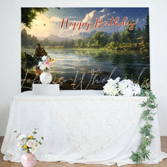 Lofaris Spring Forest Boating Lake Happy Birthday Backdrop