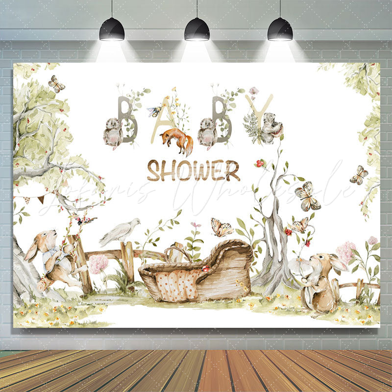 Lofaris Spring Tree Leaves Animals Floral Baby Shower Backdrop