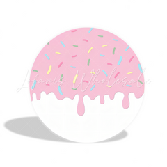 Sprinkle Donut Candy Birthday Baby Shower Party Round Backdrop Cover Cylinder Pedestal Cover