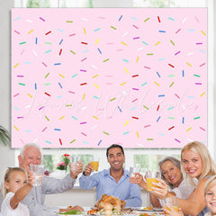 Lofaris Sprinkles Donut Pink Girl Baby Shower Banner Backdrop