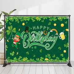 Lofaris St Patricks Day Green Clover Happy Birthday Backdrop