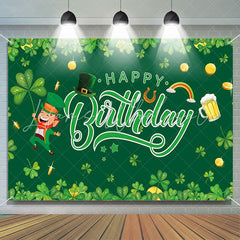 Lofaris St Patricks Day Green Clover Happy Birthday Backdrop