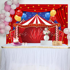 Lofaris Stage Red Curtain Balloon Star Birthday Backdrop