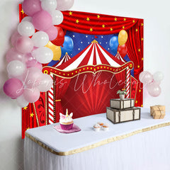 Lofaris Stage Red Curtain Balloon Star Birthday Backdrop