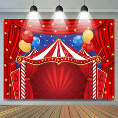 Lofaris Stage Red Curtain Balloon Star Birthday Backdrop