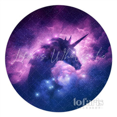 Lofaris Starry Night Shiny Unicorn Round Birthday Backdrop