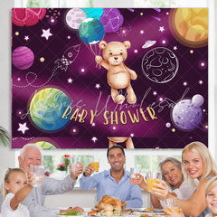 Lofaris Starry Universe Teddy Balloon Baby Shower Backdrop