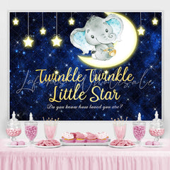 Lofaris Stars and Moon Dark Blue Elephent Baby Shower Backdrop