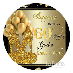 Lofaris Step Into My 60Th Birthday Grace Mercy Round Backdrop