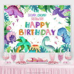 Lofaris Stomp Chomp Roar Dinosaur Happy Birthday Backdrop