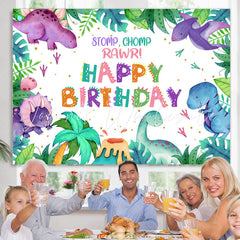 Lofaris Stomp Chomp Roar Dinosaur Happy Birthday Backdrop