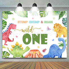 Lofaris Stomp Chomp Roar Wild One Dinosaur Birthday Backdrop