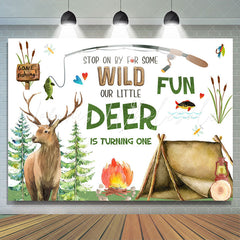 Lofaris Stop On By For Some Wild Little Deer 1st Birthday Backdrop