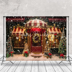 Lofaris Store Door Gifts Snow Scene Trees Christmas Backdrop