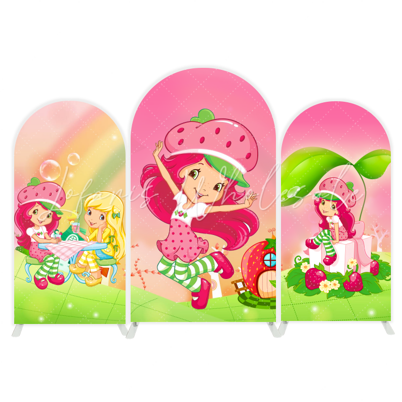 Strawberry arch Birthday Party Arch Backdrop Wall Cloth Cover