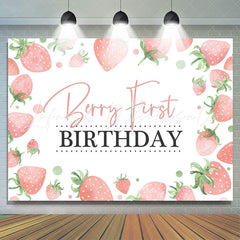 Lofaris Strawberry First Sweet Birthday For Girl Backdrop