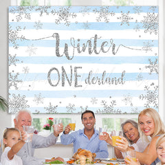 Lofaris Striped And Blue Winter 1 Decland Birthday Backdrop