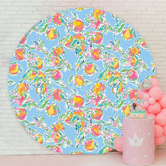 Lofaris Stylish Fruits Plants Pattern Blue Circle Backdrop