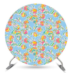 Lofaris Stylish Fruits Plants Pattern Blue Circle Backdrop