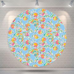 Lofaris Stylish Fruits Plants Pattern Blue Circle Backdrop