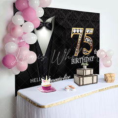 Lofaris Suit Elegant Hello 75th Birthday Backdrop For Men