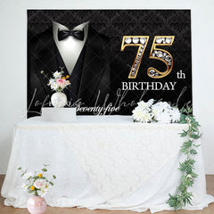 Lofaris Suit Elegant Hello 75th Birthday Backdrop For Men