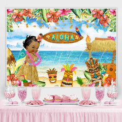 Lofaris Summer Aloha Luau Party Seaside Floral Baby Backdrop