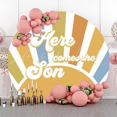 Lofaris Sun Here Comes The Son Round Baby Shower Backdrop