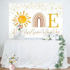 Lofaris Sun Rainbow Golden Glitter 1st Birthday Backdrop