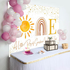 Lofaris Sun Rainbow Golden Glitter 1st Birthday Backdrop