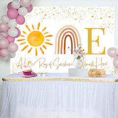 Lofaris Sun Rainbow Golden Glitter 1st Birthday Backdrop