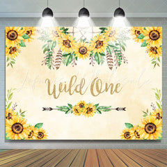 Lofaris Sunflower and Feather Wild one Yellow Birthday Backdrop