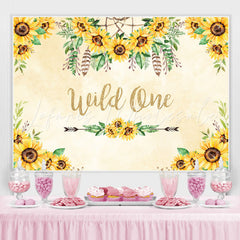 Lofaris Sunflower and Feather Wild one Yellow Birthday Backdrop