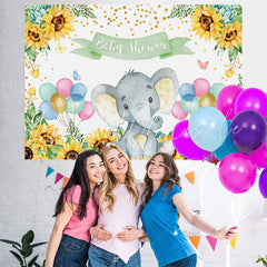 Lofaris Sunflower Baby Elephant Balloon Shower Backdrop