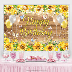 Lofaris Sunflower Butterfly Spark Balloon Birthday Backdrop