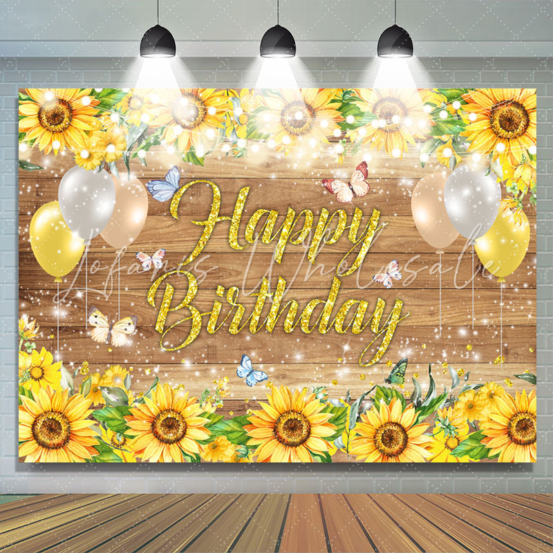 Lofaris Sunflower Butterfly Spark Balloon Birthday Backdrop