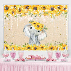 Lofaris Sunflower Elephant Gold Glitter Lights Baby Shower Backdrop