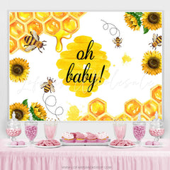 Lofaris Sunflower With Busy Bees Themed Baby Shower Backdrop