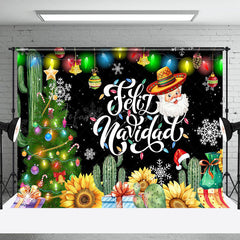 Lofaris Sunflower Xmas Tree Feliz Navidad Christmas Backdrop