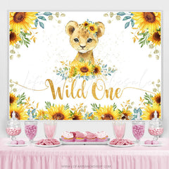 Lofaris Sunflowers And Leopard Glitter Wild 1st Birthday Backdrop