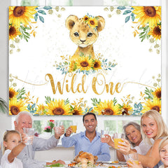 Lofaris Sunflowers And Leopard Glitter Wild 1st Birthday Backdrop