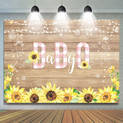 Lofaris Sunflowers Wooden Glitter Babyq Themed Shower Backdrop