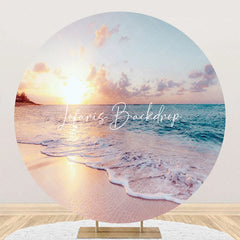 Lofaris Sunrise Sandy Hawaii Beach Round Birthday Backdrop