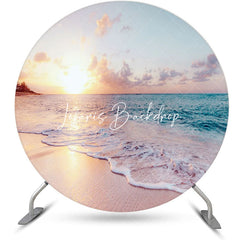 Lofaris Sunrise Sandy Hawaii Beach Round Birthday Backdrop