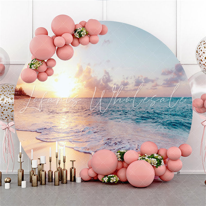 Lofaris Sunset Twilight Beach Themed Circle Backdrop For Party