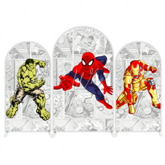 Supper Hero Avengers Spiderman Theme Happy Birthday Party Arch Backdrop Wall Cloth Cover