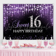 Lofaris Sweet 16 Purple Bokeh Diamond Glitter Birthday Backdrop