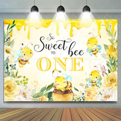 Lofaris Sweet Bee To One Honey Yellow 1st Birthday Backdrop